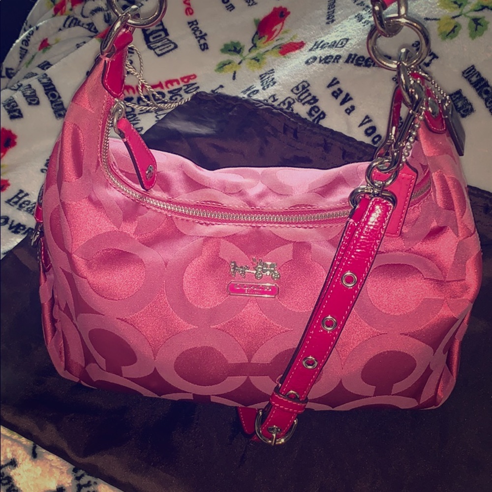 Coach Signature OP Art Pink Hailey Crossbody